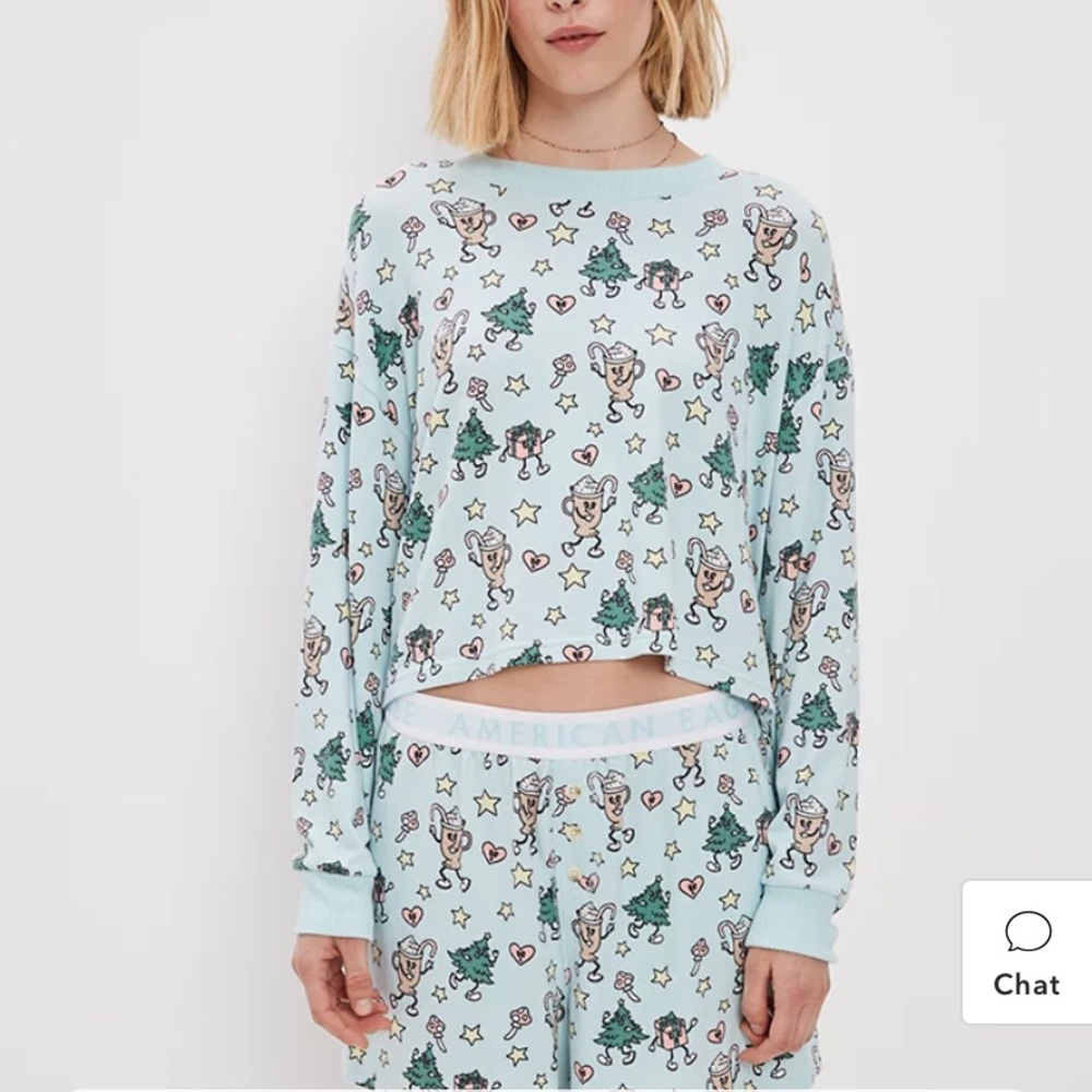 American Eagle Festive Plush PJ Set